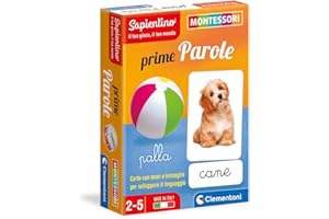 Clementoni Montessori - Prime Parole, Gioco Educativo Metodo Montessoriano per Bambini 2-5 Anni, Carte Illustrate per Imparare i Nomi degli Animali e Oggetti, Made in Italy, Lingua Italiana, 16319
