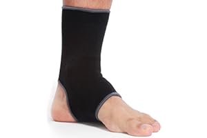 Neotech Care Ankle Support Sleeve - Open Heel, Light, Elastic & Breathable Knitted Fabric - Medium Compression - For Men, Women, Kids - Right or Left Foot (Black Colour, Size M, 1 Unit)