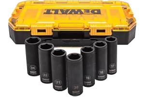 DEWALT DWMT74737 Tough Box 7PC mm 1/2 Deep Drive Impact Socket Set