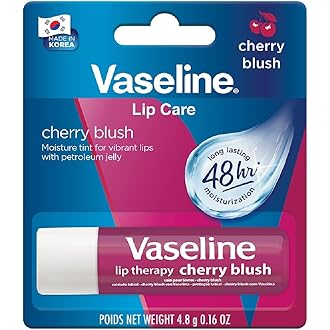 Vaseline Lip Care | Cherry Blush Tinted Lip Balm Stick | up to 48Hr moisturization | with petroleum jelly & Vitamin E | made in South Korea | 4.8g