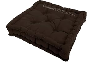 Comfort Collections Booster Seat Cushion Pad 100% Cotton Filling Thick Cushion Seat Pads Adults Chair Armchair Garden Brown 45cm x 45cm + 10cm Thickness Approximate