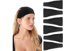 VENUSTE Headbands for Women's Hair, Black Knotted Head Bands for Adult Women Hair Accessories, Wear for Yoga, Fashion, Working Out, Travel or Running, 6PCS