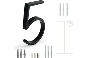 HASWARE Targa Con Numero Civico Galleggiante: 5 Pollici (12cm) Moderna Segnaletica Per Porte, Perfetta Per I Numeri Dell'Indirizzo Di Casa (5, Nero)
