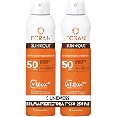 Ecran Sunnique &ndash; Sun Protection Mist SPF 50 Invisible &ndash; Pack 2 x 250 ml | No white mark protector Waterproof VitEox 80 streng