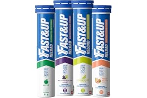 Fast&Up Reload – Energising Electrolyte Drink - Variety Pack - 80 Effervescent Hydration Tablets - Added Vitamin C & B12 - Ve
