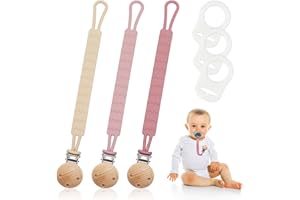 GLGHMH Silicone Dummy Clips, 4pcs Soother Chain Holder, BPA Free Baby Dummy Chain for Unisex Baby (pink1)