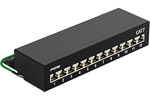 FGB CAT 7 panel krosowy panel rozdzielczy 12 portów - na stole/ścienne/pulpit ekranowany 12 x gniazdo RJ45 - LSA rozdzielacz do przełączników sieciowych Gigabit