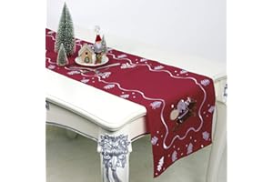 HALOVIE Camino de Mesa Decoración de Navidad Corredor Mesa 40 * 180cm Tapetes Mantel Navidad Mesa Decoración Adorno para Fiesta Casa Hotel Navideña Fiestas Iinteriores o al Aire Libre Rojo