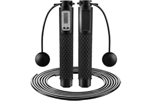 Senshuomy Skipping Rope with Counter,Digital Speed Jump Rope,LCD Display, 3 Display Modes,For Kids Adults Fitness, Adjustable Rope, Weighted & Non-slip Handle for Fitness