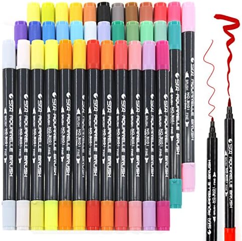 Imgreat Brush Pens Set, Flexible Real Soft Brush Tips Watercolour Art Pen Markers, Create Watercolour Effect for Adult Colouring Books (36 Colours)