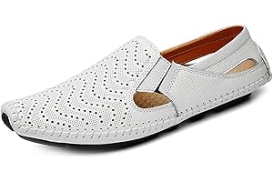 Asifn Eleganti Mocassino da Guida in Pelle Scarpe Traforata da Uomo da Barca Confortevole Traspirante Scarpe Oxford Piatte da Esterno