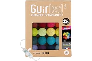 GuirLED - Guirlanda luminoso a LED per batuffoli di cotone USB - Luce notturna per bambini 2h - Alimentatore doppio USB 2A incluso - 3 intensità - 32 sfere 3,2m - Arlequin