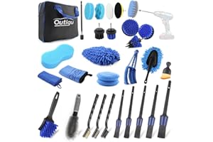 Outigu Car Cleaning Kit, 30 Piece Car Detaling Kit, Drill Brush, Auto Detail Brush Set, Car Cleaning Products for Dirty Rim Washing, Interior, Exterior, Leather, Dashboard, Vents