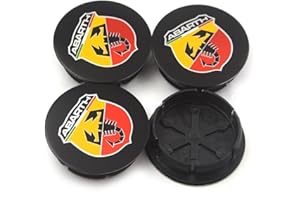 KardoL 4 Pezzi 50mm Coprimozzi Compatibile con per Fiat Abarth Marea Punto 500 - Forte e Robusto Coprimozzo Ruota Dell'Auto Accessori,E