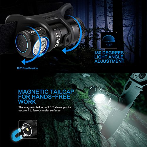 Olight® H1/H1R Nova Stirnlampe Taschenlampe Multi-funktion-Lampe mit CREE XM-L2 CW/NW LED – inkl. 1 x 16340 Batterie – universell und praktisch (kaltweiß, neutralweiß und aufladbar Kit Version verfügbar) - 8