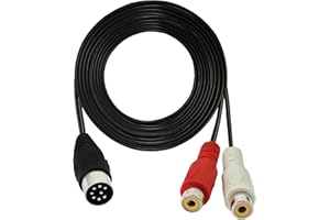 GINTOOYUN DIN-Kabel (8-polig auf 2 Cinch-Stecker, 159 cm, 8-poliger DIN-Stecker auf 2 Cinch-Buchsen), Audio-Adapterkabel für Musikinstrumente, Audio-Geräte, MIDI-Geräte usw
