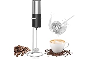 ‎DTB TECH Elektrischer Milchaufschäumer - Batteriebetrieben mit potenter 19000 U/min Schäumstab aus Edelstahl, manueller Milchaufschäumer für Kaffee, Milch und Cappuccino