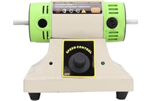 SALMUE Lucidatrice da banco, macchina tampone per lucidatura da banco + lucidatrice per gioielli con 2 ruote lucidanti per uso professionale e uso domestico - Velocità di rotazione rapida(Unione Europea)