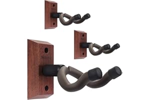 Neboic Lot de 3 Support mural pour guitare, Support de guitare rembourré doux, base en bois dur, Accroche Support Guitare Mural Crochet pour guitare électrique, acoustique, ukulélé