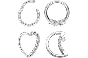AceFun 18G Cartílago Sleeper Pendientes Pendientes de Acero Inoxidable con Cremallera sin Fisuras Clicker Anillo de la Nariz Segmento Cuerpo Piercing para Mujeres Hombres