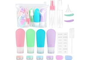 HDHGXUJRD Silikon Reiseflaschen,18 Stück 90ml Auslaufsicher Reiseflaschen zum Befüllen mit Reise Organizer,Tragbar Travel Bottles,Squeeze Nachfüllbare Leer Abfüllflaschen Reiseset für Shampoo Toilettenartikel