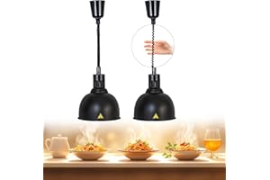 BOVDC Lampara de Calor Cocina, 250W Lampara Calienta Platos Altura Ajustable, 19 cm/25 cm Lamparas de Calor Hosteleria Cocina y Comedor Buffet (C-25cm,2 Piezas)