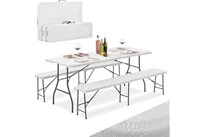 Juskys Set Tavolo e Panche da Birreria Bayreuth 3 pezzi & pieghevole - 180 x 70 x 74 cm - 2 panche & tavolo da birra - Set arredo da giardino, set per tendone da festa, set da campeggio