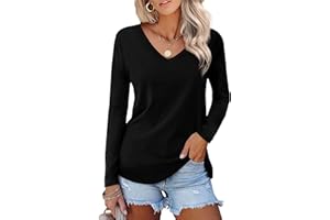 Beluring Damen Langarmshirt V Ausschnitt Lässig Tunika Oberteile