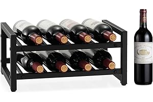 COSTWAY 2-poziomowy regał na wino z metalu, stojak na butelki, stojak na 8 butelek, stojak na butelki wina, uchwyt na wino do kuchni, spiżarni, baru i piwnicy, 42,5 x 24,5 x 20,5 cm, JV10899DE