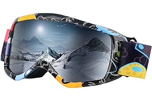 HuoBi Kids Ski Goggles, Outdoor Ski Goggles, 100% UV Protection, OTG Anti-Fog Glasses, Helmet Compatible, Suitable for Snowboarding, for Girls Boys Teenagers