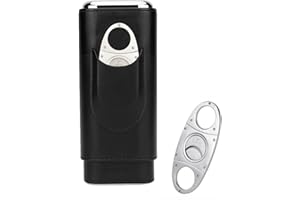 PIPITA Cigar Case Portable Travel 3 Tubes Elegant Cigar Humidors Made of Leather with High-End Stainless Steel Cigar Cutter Portable Gift Bag