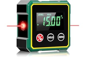 DAMIGHT Digital Angle Finder with Laser, 4-side Strong Magnetic Digital Angle Gauge with Dual Laser, LCD Display & IP54 Waterproof, Digital Spirit Level Inclinometer for Woodworking, Construction