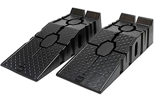 Wiltec Jeu de 2 Rampe d'accès de Bordure – 905 x 330 x 220 mm – en Plastique – pour Charges Lourdes Jusqu’à 2,5 t – Trottoir Levage Automobile