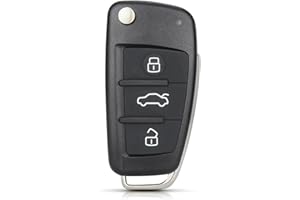 HooRLZ Audi Key Fob Cover Replacement For Audi A2 A3 A4 A6 A8 Tt Q7 S3 Remote Car Key Cover Case, 3 Button Audi A3 Key Fob, Audi TT Key Fob - With Blade