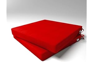 Market-Alley Stuhlkissen Sitzkissen mit Bänder für Gartenstuhl, Küche oder Esszimmerstuhl Stuhlauflage (110 Rot 40x40x4cm - 2er Set)