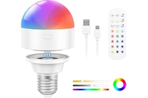 Oumida Ampoule Rechargeable Chargeur magnétique sans fil et USB C avec Telecommande, E27 LED Ampoule à batterie amovible 3W 2000mAh pour lampes de table, lampes d'extérieur (1)