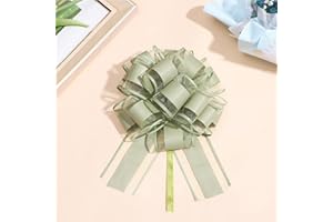 Chexin 6 Stück Große Geschenk Schleife mit Geschenkband, Ziehschleife ø 18cm, Geschenkschleife zum Basteln und Verpacken, Dekoschleifen für Hochzeit,Geburtstag & Weihnachten (Grün)