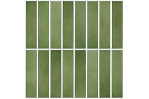 Commomy 10 Pcs Green 3D Peel and Stick on Wall Tiles,11'8 x 11'8 Matte UrltraLight PVC Vertical Self Adhesive Stick on Tiles for Kitchen Backsplash, Bathroom, Living Room, Bedroom, RV