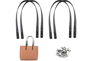 TOKSEO 4 Stück Taschenhenkel PU Taschengriffe Leder Schultergurte 60 cm Abnehmbare Ersatz Handtasche Zubehör Taschenriemen mit 16 Nieten für Handtasche Geldbörsen (Schwarz)