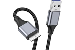 KAYQINHO Micro USB 3.0 Cable 0.5M, USB A Male to Micro B Hard Drive Cable Compatible with Galaxy S5, Note 3, Toshiba Canvio, Camera, Hard Drive.