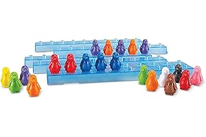 Learning Resources Jeu Math Pingouins – Kit 100 Pièces Colorées – Compter Trier Calculer – Activité Éducative 4 Ans+ – Maison & Classe