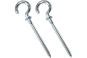 AERZETIX - C48199 - Lot de 2 Crochets à visser en forme G à bois avec rondelle - Ø4.9x84mm - en acier zingué - pour fixation murale plafond