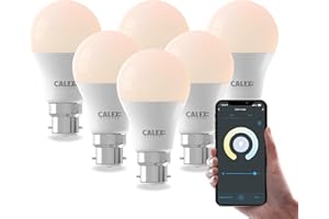 CALEX - Smart LED Bulb Bayonet B22, 6-Pack, WiFi LED A60 Bulb, Warm White Light, App and Works with Amazon Alexa and Google Home, 9.4W