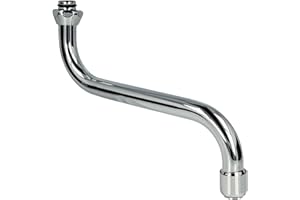 tecuro S-spout for low-pressure wall fittings, chrome-plated stainless steel, 3/4 connection, length 250 mm.