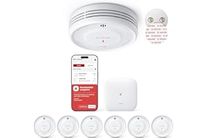 X-Sense Smart Rauchmelder WLAN mit Magnethalterung, Feuermelder vernetzt, austauschbare Batterie, mit Basisstation SBS50, App-Funktion, XS0D-MR61