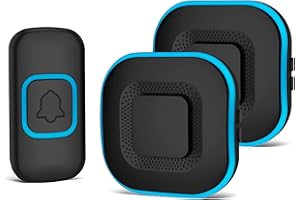 Timbre Inalámbrico exterior Impermeable, AIPOTEC Timbres para Puerta con 2 Receptor Enchufe, 300 Metros Kit de Timbre Inalámbrico, 4 Niveles de Volumen Ajustable, indicador LED, 38 Melodías
