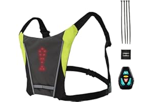 Podcase Chaleco Luz Led Reflectante Para Bicicleta Impermeable - Intermitentes Patinete Eléctrico Control Remoto Recargable USB, Mochila Led Ciclismo Regulable, Luz Trasera Inalámbrica Scooter