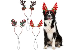 EPOKUS 3 Stück Weihnachten Hunde Stirnband, Haustier Weihnachts Rentier Haarreif Verstellbare, Elch Kopfbedeckung, Kopfschmuck Weihnachten, Geweih Weihnachtskostüm für Haustier Hund Geschenk