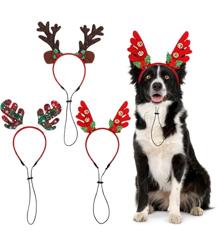 Hemobllo Weihnachts-Katzenornament – Rentier-Geweih Stirnband Aus Plüsch, Größe L, Für Katzen & Kätzchen