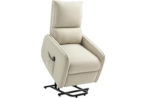 HOMCOM Poltrona Elettrica Alzapersona Reclinabile 135°, Poltrona Relax Elettrica in Tessuto Effetto Lino con Telecomando, Poggiapiedi e Tasca Laterale per Soggiorno e Camera da Letto, Beige